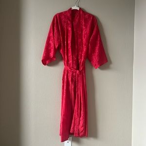 Red Rose Satin Night Slip Robe